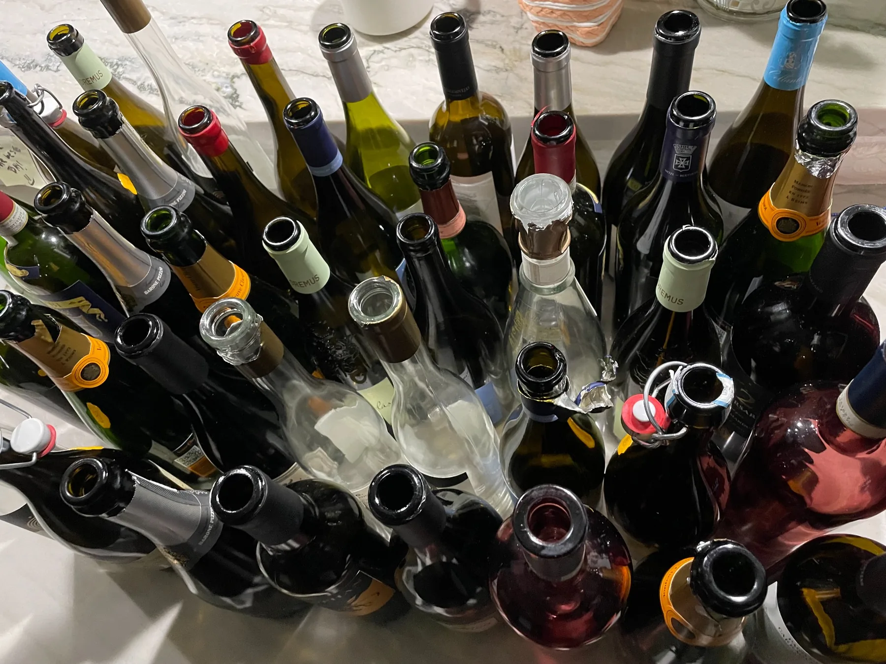 Bottles opened during a wine tasting